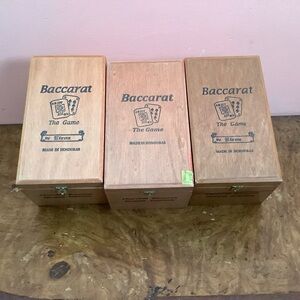 LOT of 3  Baccarat The Game CHURCHILL 7.25" x 4.75" x 4.5". Wood  Cigar Box